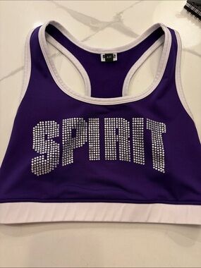 Purple Rhinestone 'SPIRIT' Swim Top